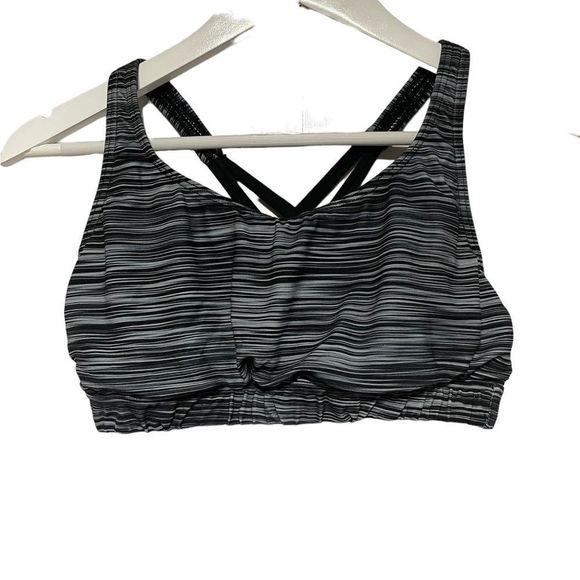 TYR Black/Gray Cross Back Sports Bra Large 10/12 - Picture 2 of 14